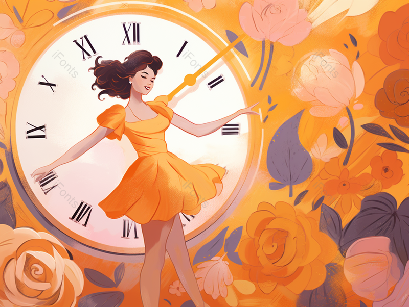 时间里舞蹈的女孩插画,插画/手绘图,插画/手绘图库,插画/手绘图下载,插画/手绘